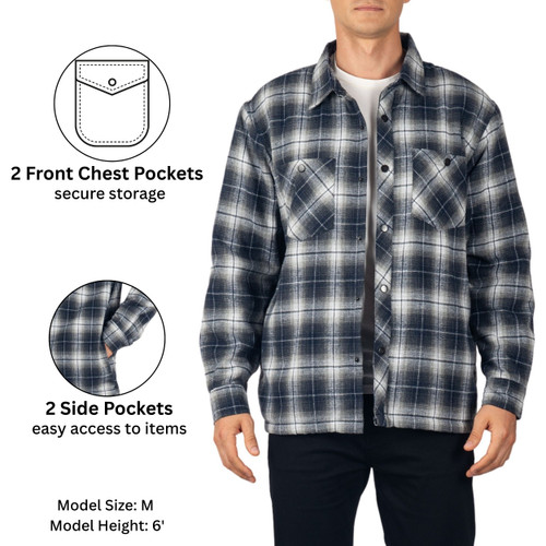 Alpine Swiss Mens Josh Fleece-Lined Flannel Jacket Heavyweight